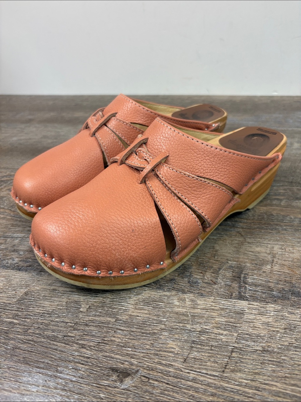 Troentorp Toffelfabrik Swedish Leather Clogs Pink EU 38 / US 8